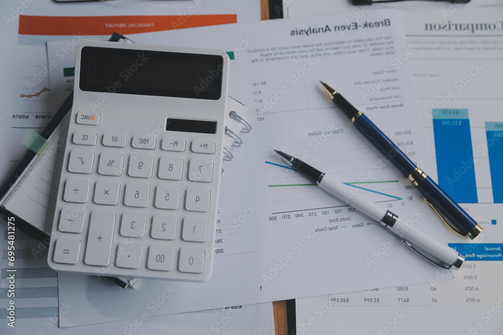 Business graphs and charts on table. Financial development, Banking Account, Statistics Business graphs and charts on table. Financial development, Banking Account, Statistics