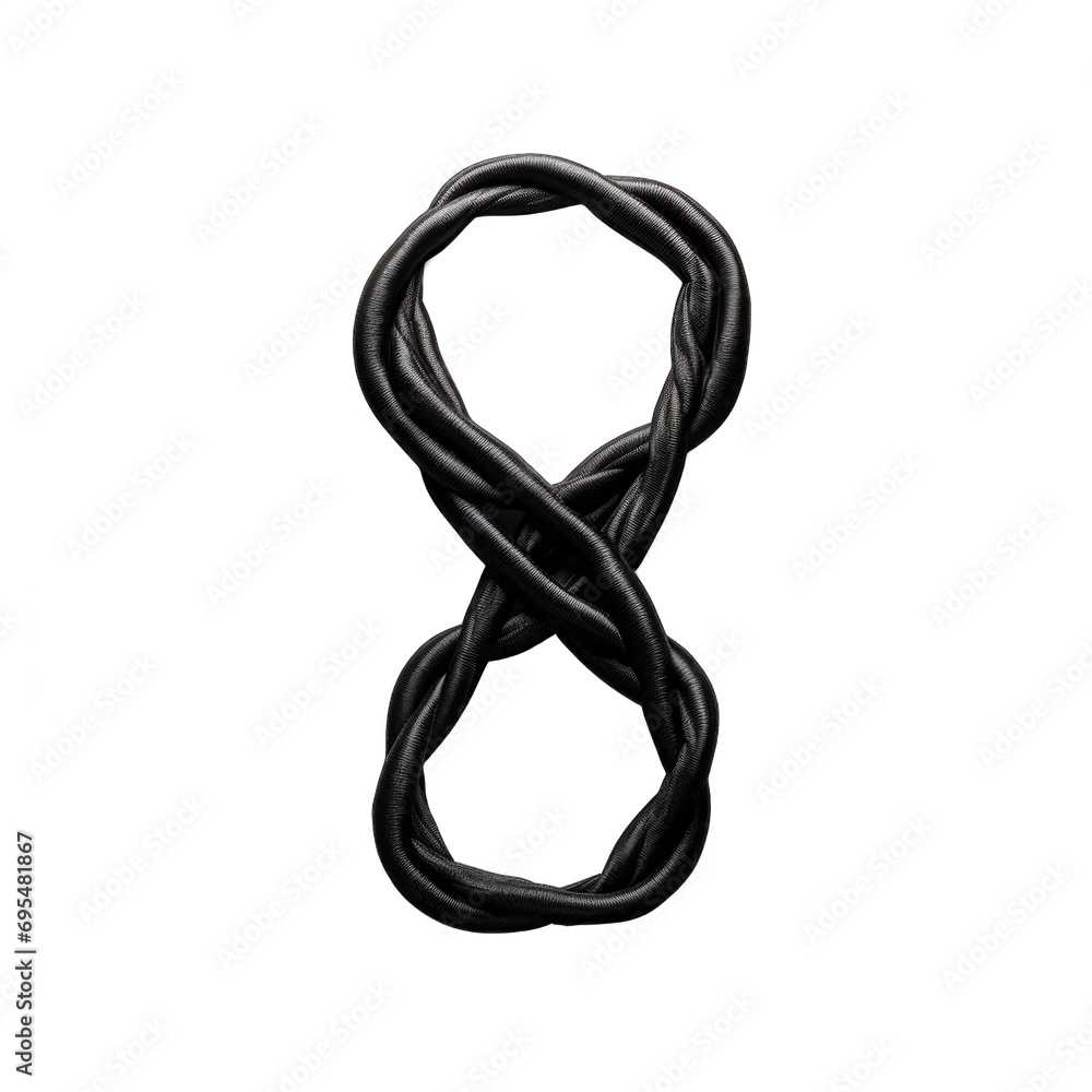 Figure-eight loop in black cord isolated on transparent background Figure-eight loop in black cord isolated on transparent background