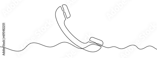 Continuous editable line drawing of handset. Single line sun hat icon.