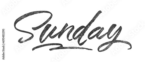 Weekday Sunday written in brush script font with marker ink effect isolated on transparent background photo