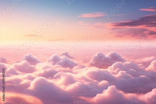 Pink pastel colour sunset over the clouds