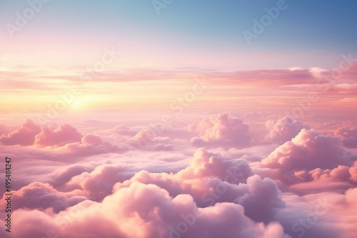 Pink pastel colour sunset over the clouds