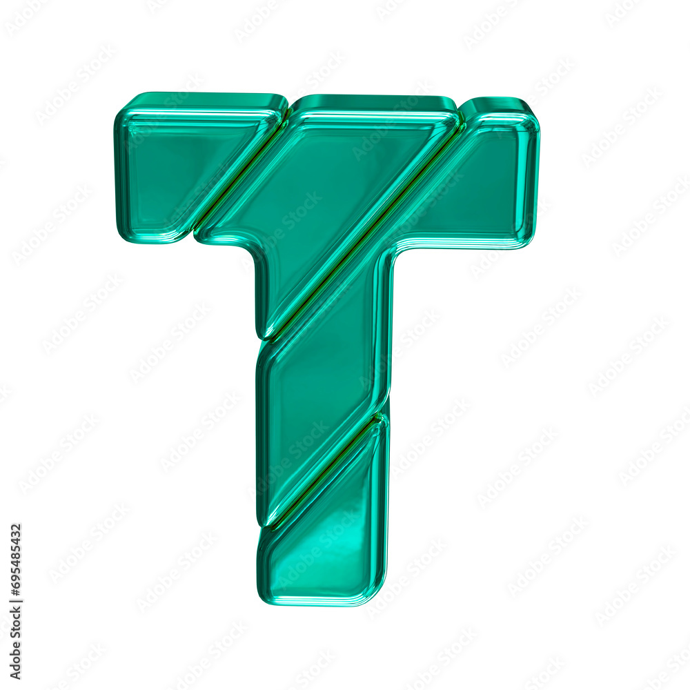 Turquoise block symbol. letter t