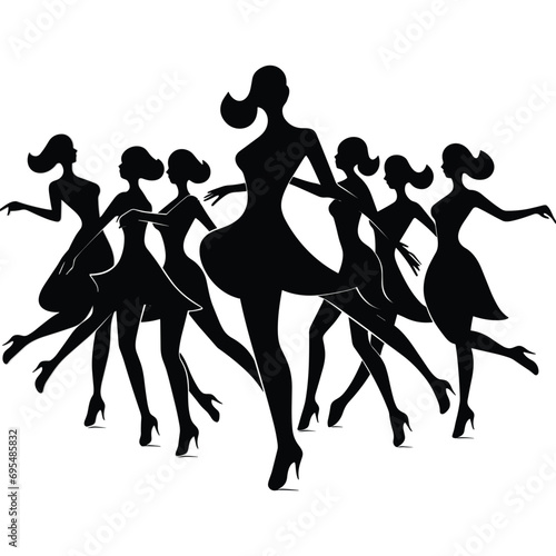 Silhouette of dancing  people  vector  illustration and black icon