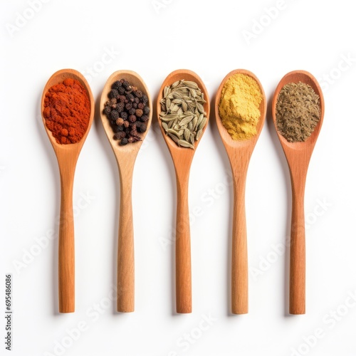 Indian spices in wooden spoon