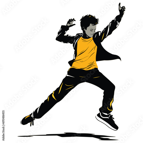 Silhouette of dancing  people  vector  illustration and black icon