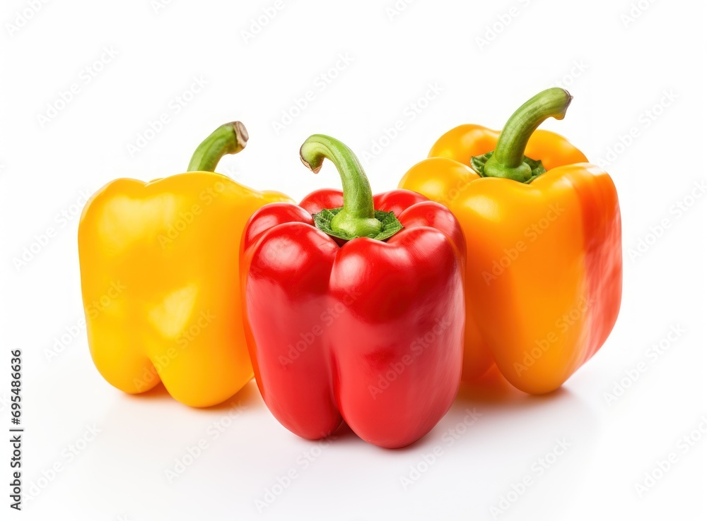 fresh and colorful capsicum on white background. fresh and colorful capsicum on white background.