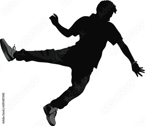Silhouette of dancing  people  vector  illustration and black icon