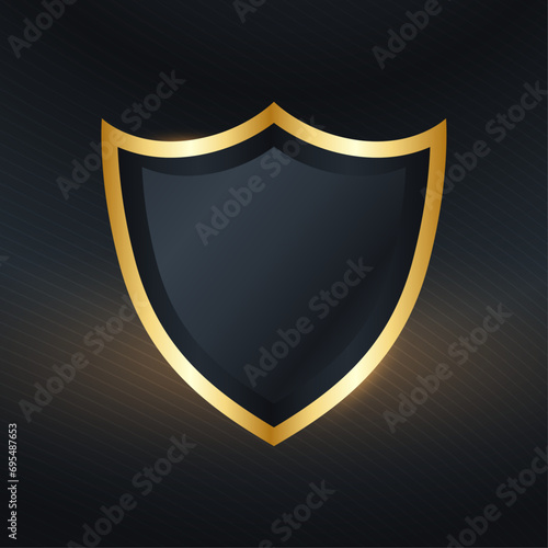 golden metallic security shield badge design vector