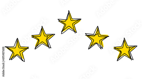 Hand draw doodle of five stars illustration in continuous line arts style vector