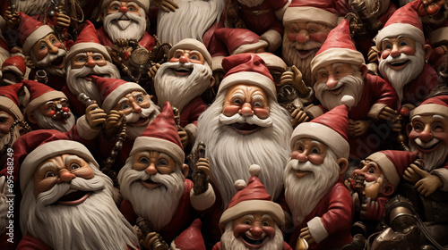 horde of tiny Santas and Christmas Toys