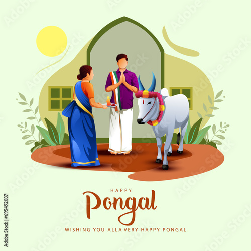 Happy Pongal celebration. Indian cultural festival celebration concept. abstract illustration vector design.