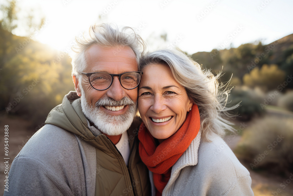 AI generated picture image of two happy people wife and husband at evening enjoying sunset romantic moment AI generated picture image of two happy people wife and husband at evening enjoying sunset romantic moment