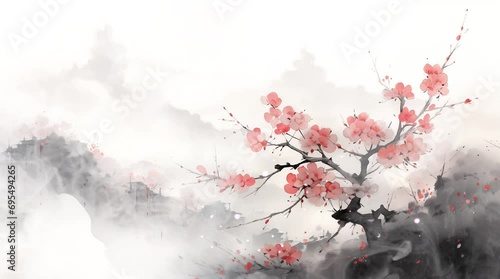 Beautiful ink plum blossom video
 photo