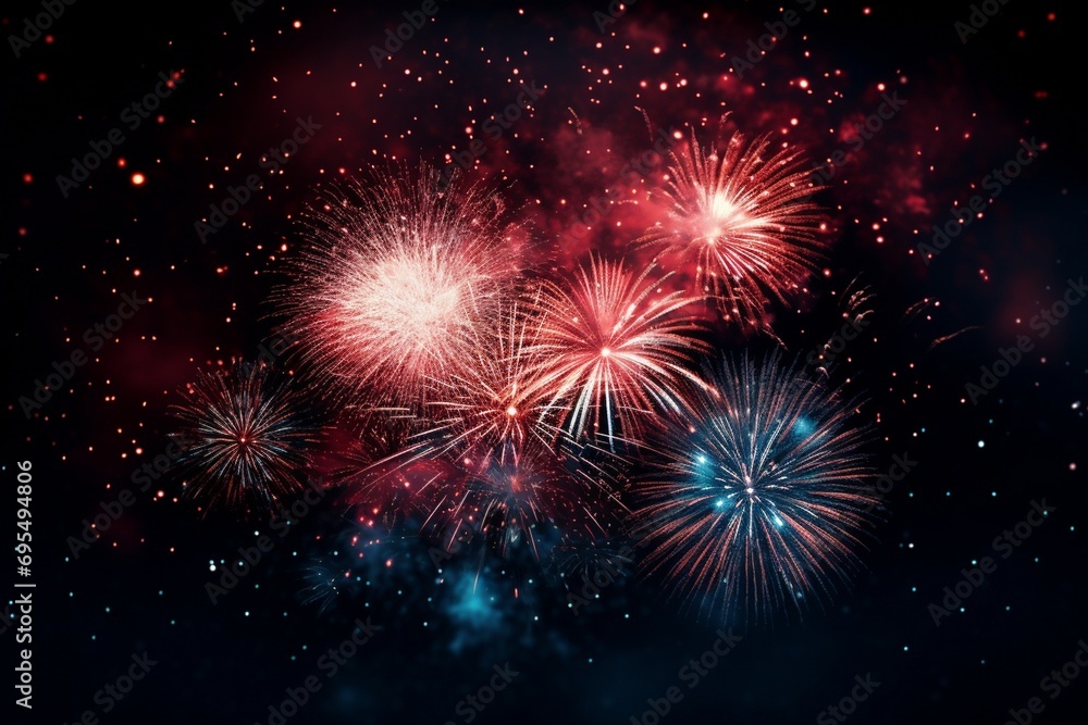 Abstract background with fireworks. Colorful fireworks on a black background.