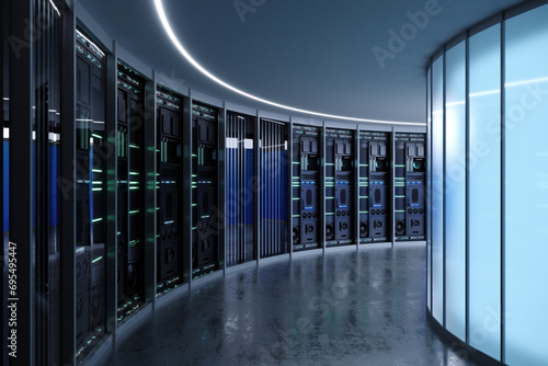 Concept interior of a data center or server