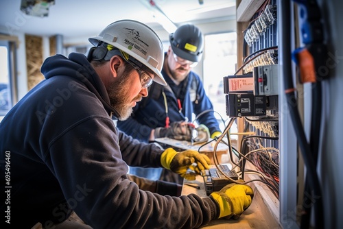 Wallpaper Mural This professionally captured photo showcases the collaborative spirit and expertise of building technicians in construction or renovation projects. It captures a scene  Torontodigital.ca