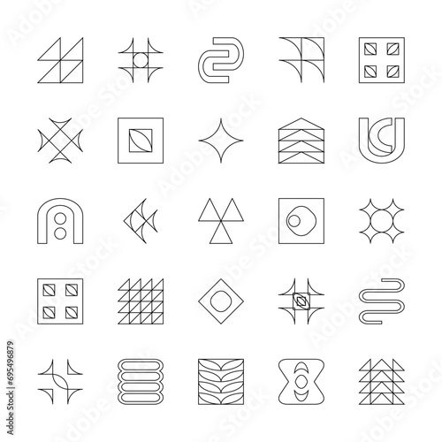 Vector geometric set with semicircles, triangles, squares. Simple minimalistic geometric silhouette abstract art poster. Great for wallpapers, backgrounds, web and banners.