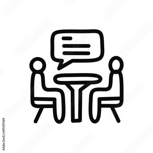 Business Meeting and Communication Icon - Line Style