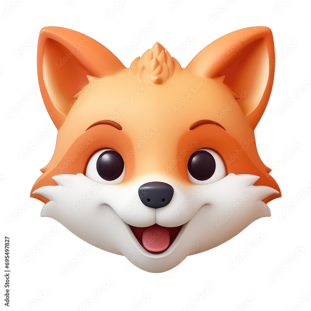 Memoji happy fox isolated on transparent and white background. PNG transparent, emoji Memoji happy fox isolated on transparent and white background. PNG transparent, emoji