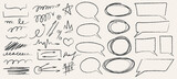Grunge doodles, speech bubbles, hand drawn arrows. Modern vector illustration for your designs