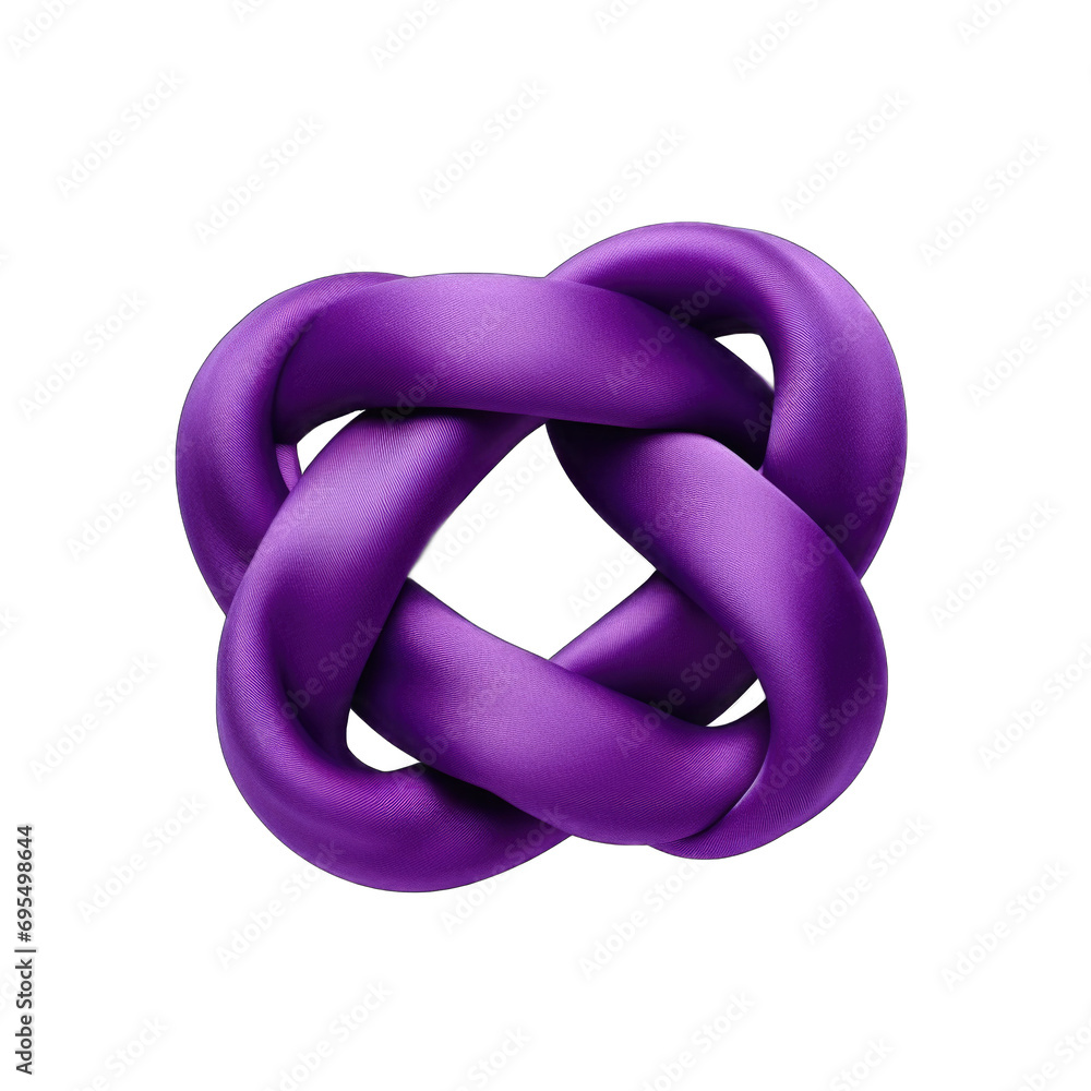 Overhand knot in purple silk isolated on transparent background Overhand knot in purple silk isolated on transparent background