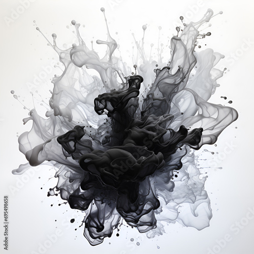 Black ink in water isolated on white background. 3D illustration.