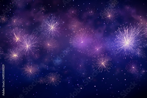 Colorful fireworks on dark blue sky background with space for your text