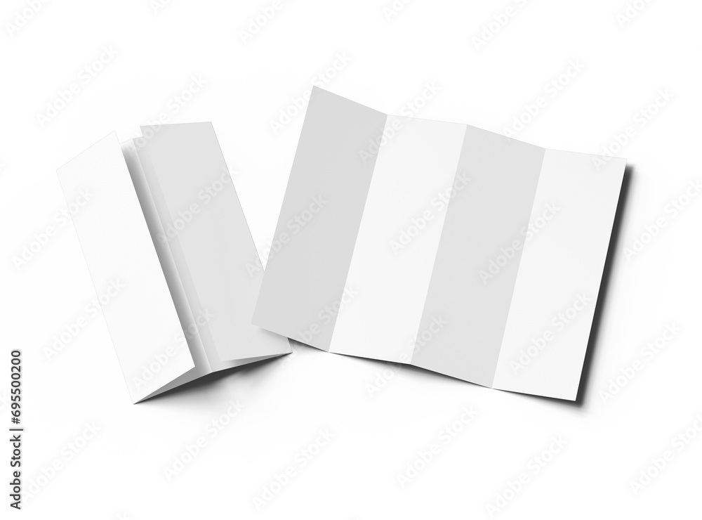 Blank accordion 4 panel fold US letter size leaflet render on ...