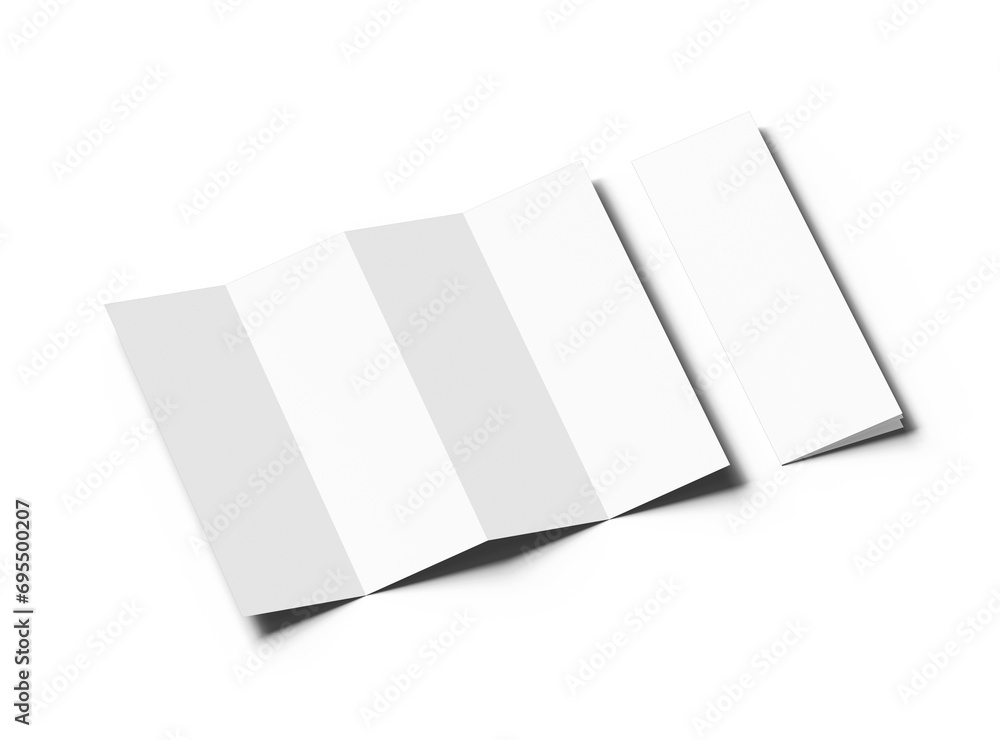 Blank accordion 4 panel fold US letter size leaflet render on ...