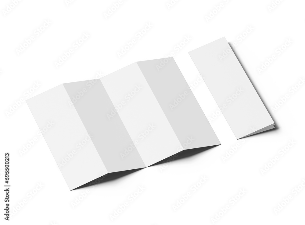 Blank accordion 4 panel fold US letter size leaflet render on ...