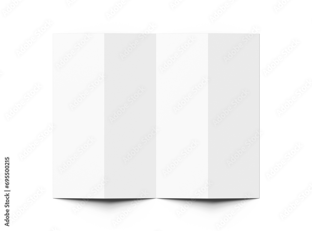 Blank accordion 4 panel fold US letter size leaflet render on ...