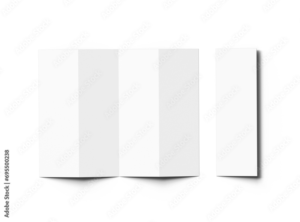 Blank accordion 4 panel fold US letter size leaflet render on ...