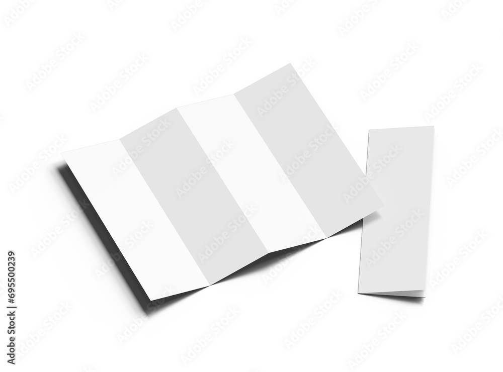 Blank accordion 4 panel fold US letter size leaflet render on ...