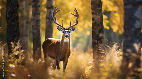 whitetail deer in a forest during autumn 