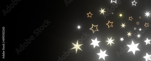 Festive Celestial Cascade: Mesmerizing 3D Illustration of Descending Christmas Stars