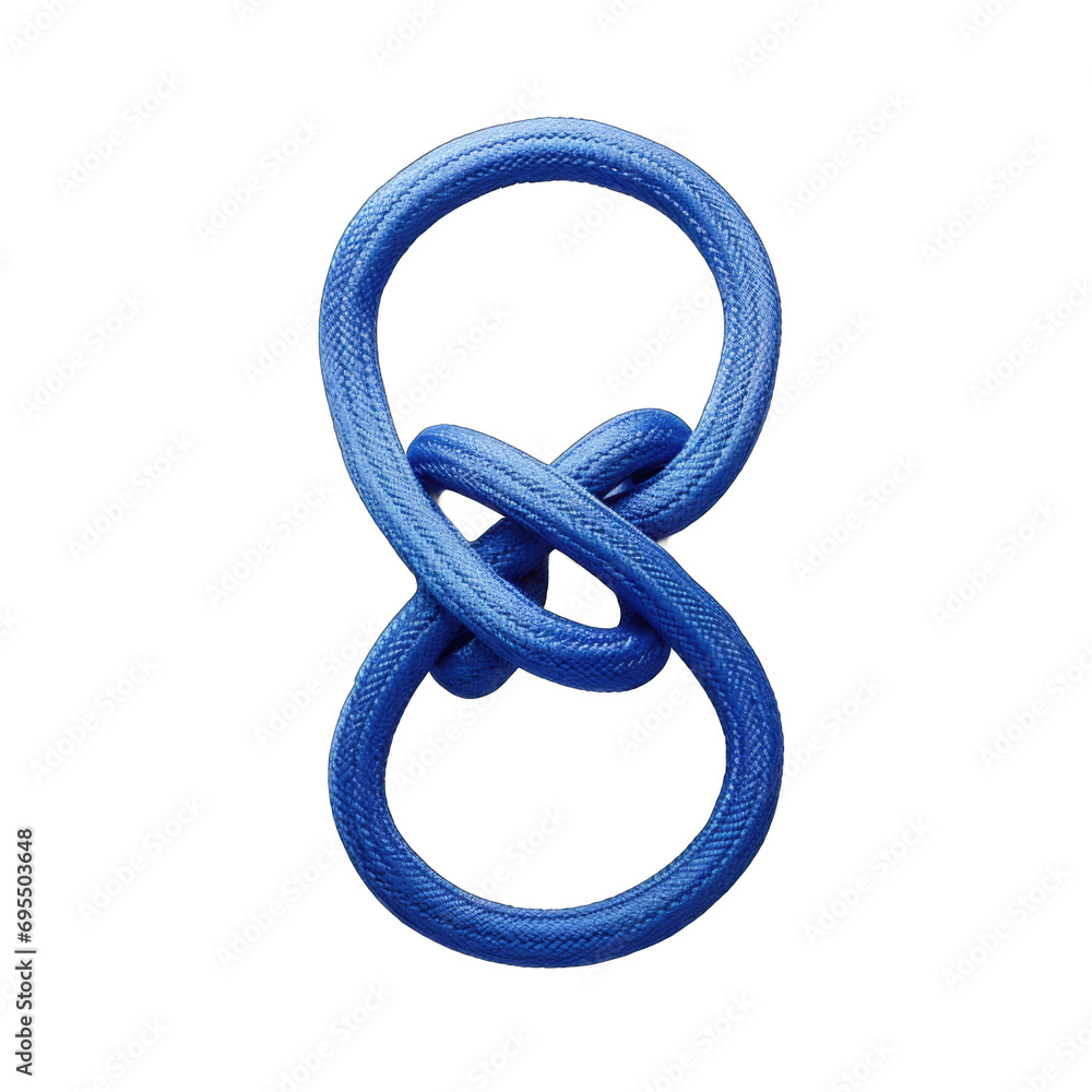 Fototapeta premium Figure-eight loop in blue cord isolated on transparent background