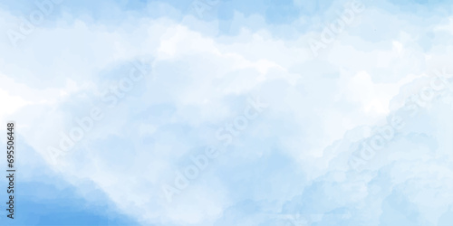 sunny sky blue light watercolor background. Aquarelle painting brush effect card paper textured canvas cloudy smoke space for text, entertaining card, template. aquamarine color graphics illustration