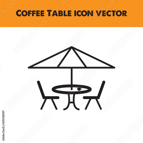 Summer street cafe, restaurant scene. Patio, outdoor, garden furniture set with rattan chairs, table, umbrella, potted plants. Coffee shop. Cafe terrace with seats under parasol. Vector illustration  photo