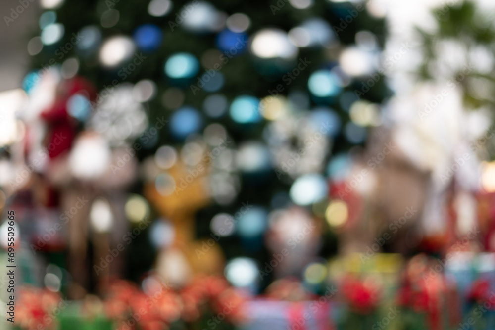 custom made wallpaper toronto digitalDefocus and blur image of Santa in group in front of beautiful christmas tree decorative with chritmas toys, balls and gifts box.