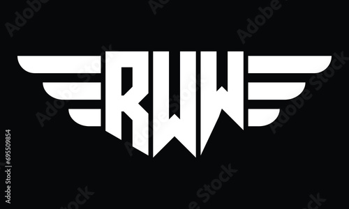 RWW three letter logo, creative wings shape logo design vector template. letter mark, wordmark, monogram symbol on black & white.	 photo