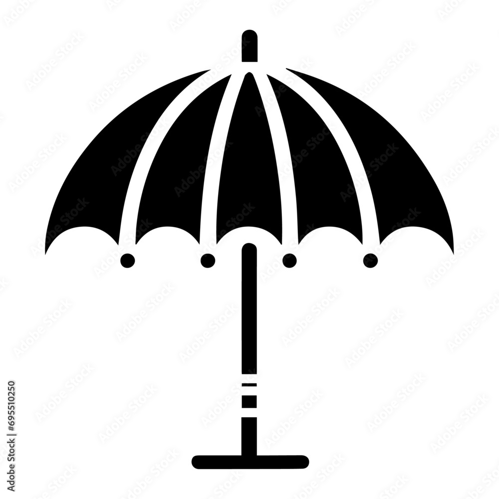 Minimal Outdoor parasol icon vector silhouette, white background, fill with black - obrazy, fototapety, plakaty 