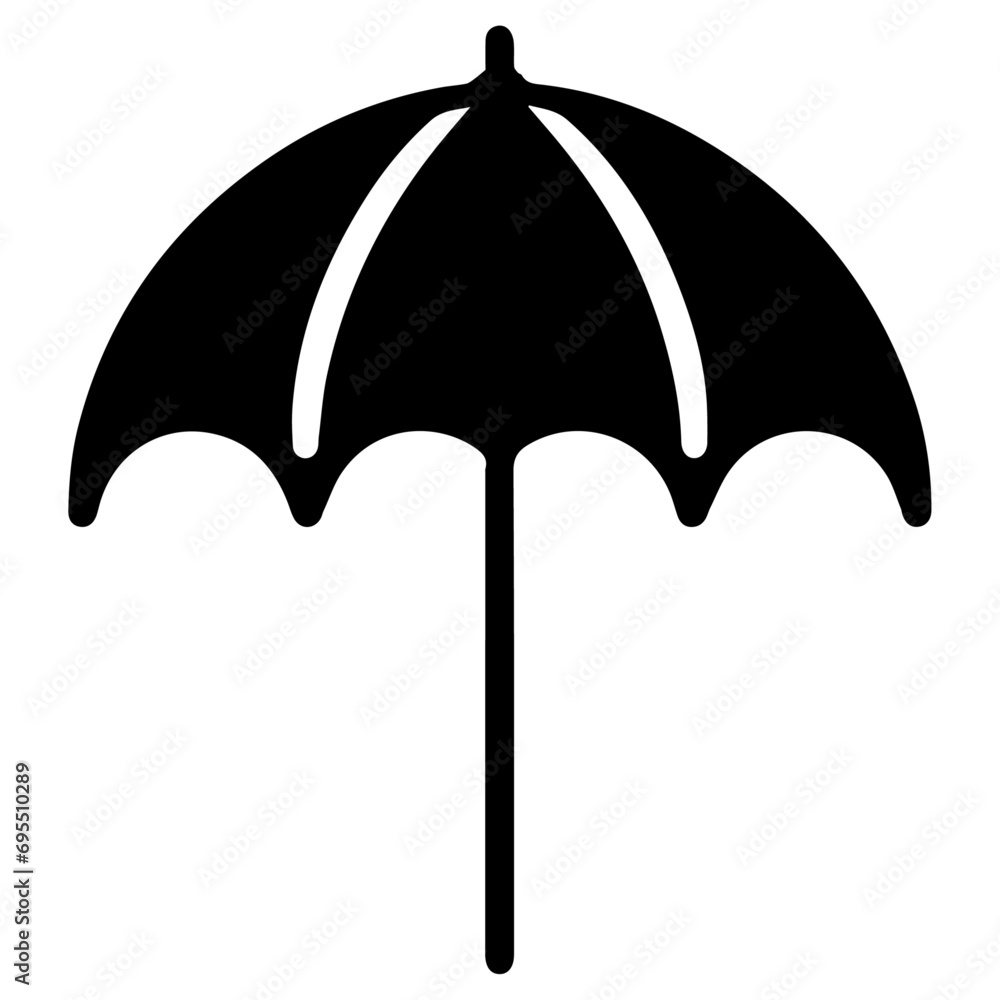Minimal Outdoor parasol icon vector silhouette, white background, fill with black Minimal Outdoor parasol icon vector silhouette, white background, fill with black