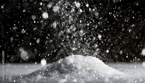falling snow down on the black background