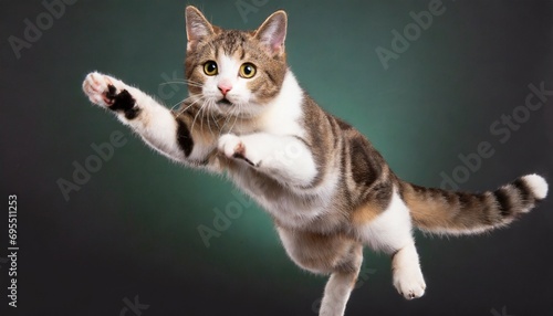 jump shorthair cat on background cutout
