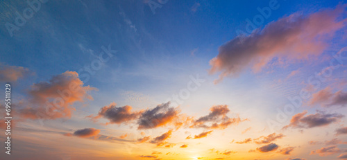 Morning and evening clouds and sky background,Orange Sky in the Evening,Dramatic and Wonderful Cloud on Twilight,Majestic Dark Blue Sky Nature Background,Colorful Cloud on summer season