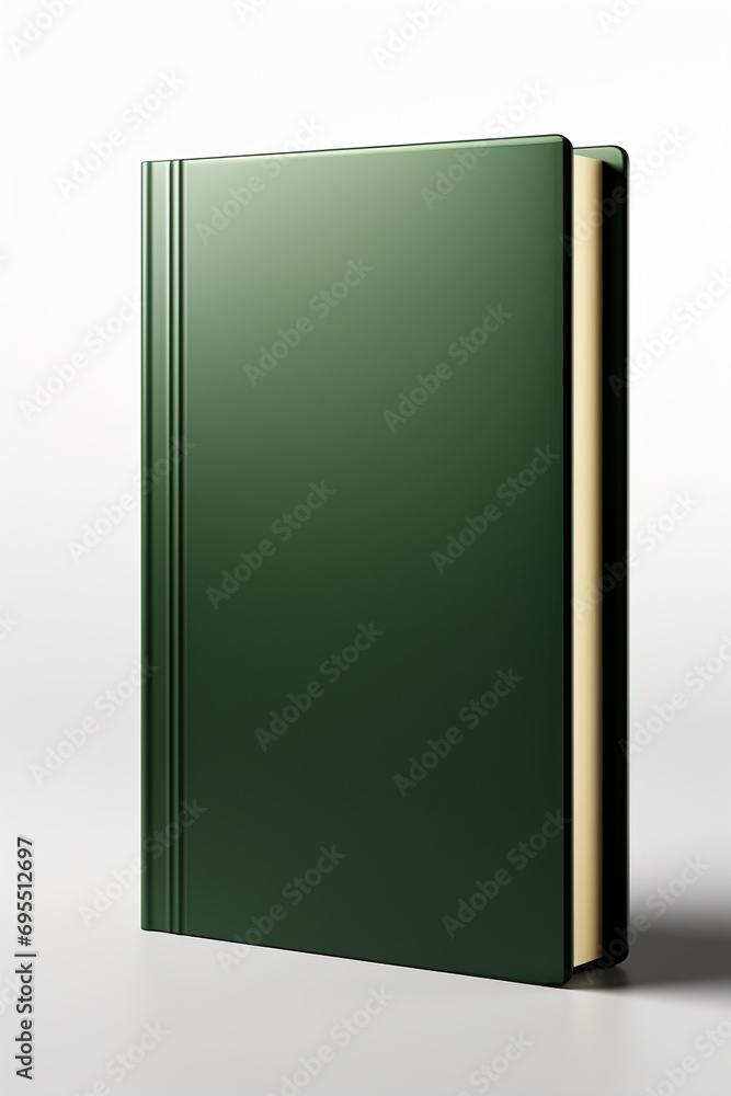 A green book cover mockup isolated on white background. A green book cover mockup isolated on white background.