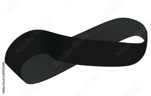 Black rubber belt for fitness. vector