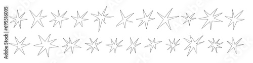 Grunge stars brush strokes and spray paint. texture, graffiti elements, and vintage ink border. Flat vector illustration isolated on white background. photo