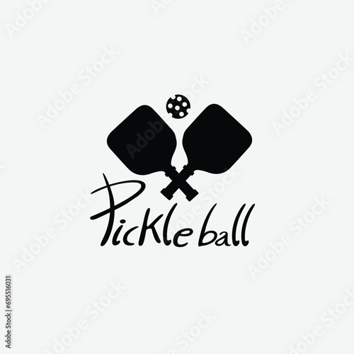 pickleball Icons and a pickleball club vector silhouette illustration